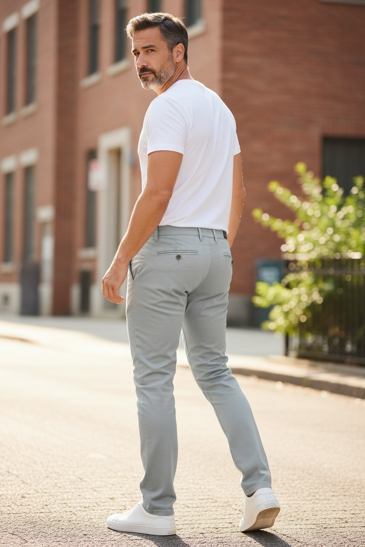 Image for MEYER OSLO GREY STRETCH WAISTBAND CHINO | Meyer Chinos | Morans Menswear