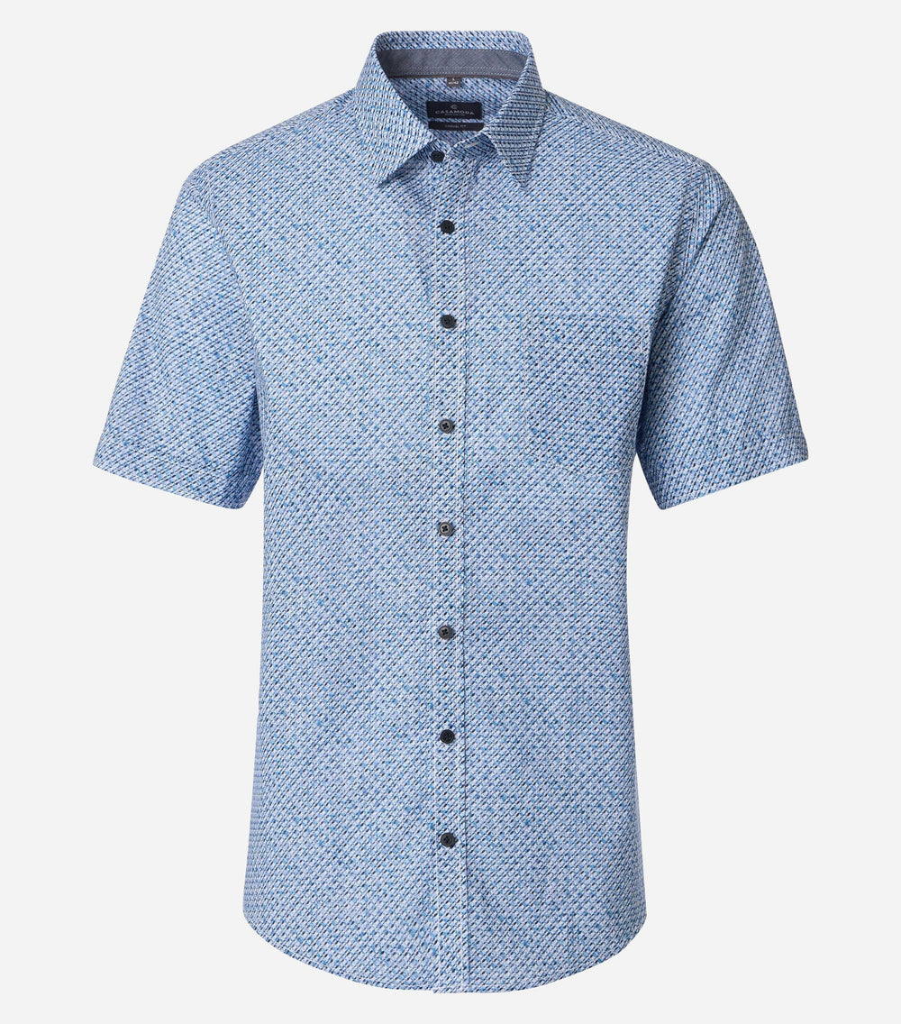 Image for CASA MODA BD SHORT SLEEVE BLUE PRINT  SHIRT | Casa Moda | Morans Menswear