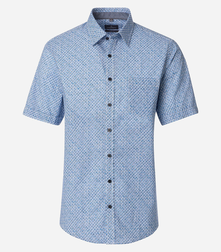 Image for CASA MODA BD SHORT SLEEVE BLUE PRINT  SHIRT | Casa Moda | Morans Menswear