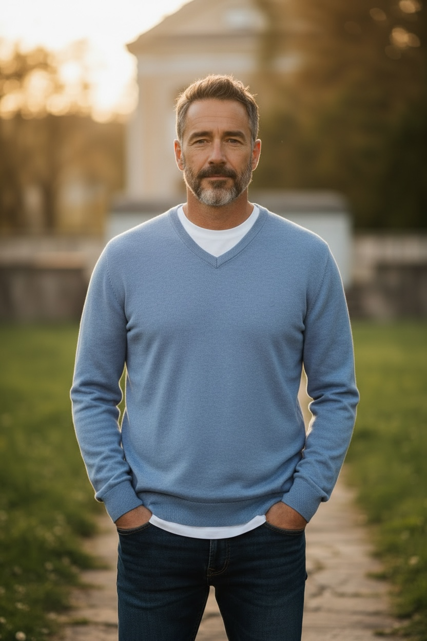 Image for CASA MODA BLUE  V NECK COTTON  SWEATER | Casa Moda | Morans Menswear