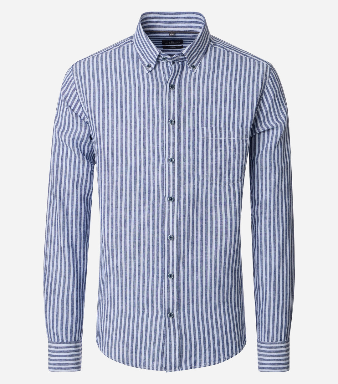 Image for CASA MODA STRIPED BLUE LONG SLEEVE LINEN  SHIRT | Casa Moda | Morans Menswear