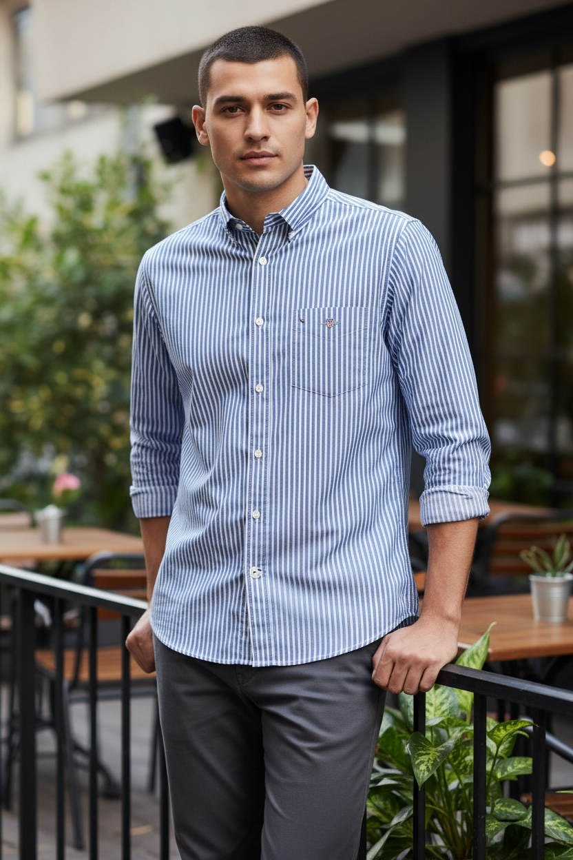 Image for GANT BLUE STRIPE SHIRT |  | Morans Menswear