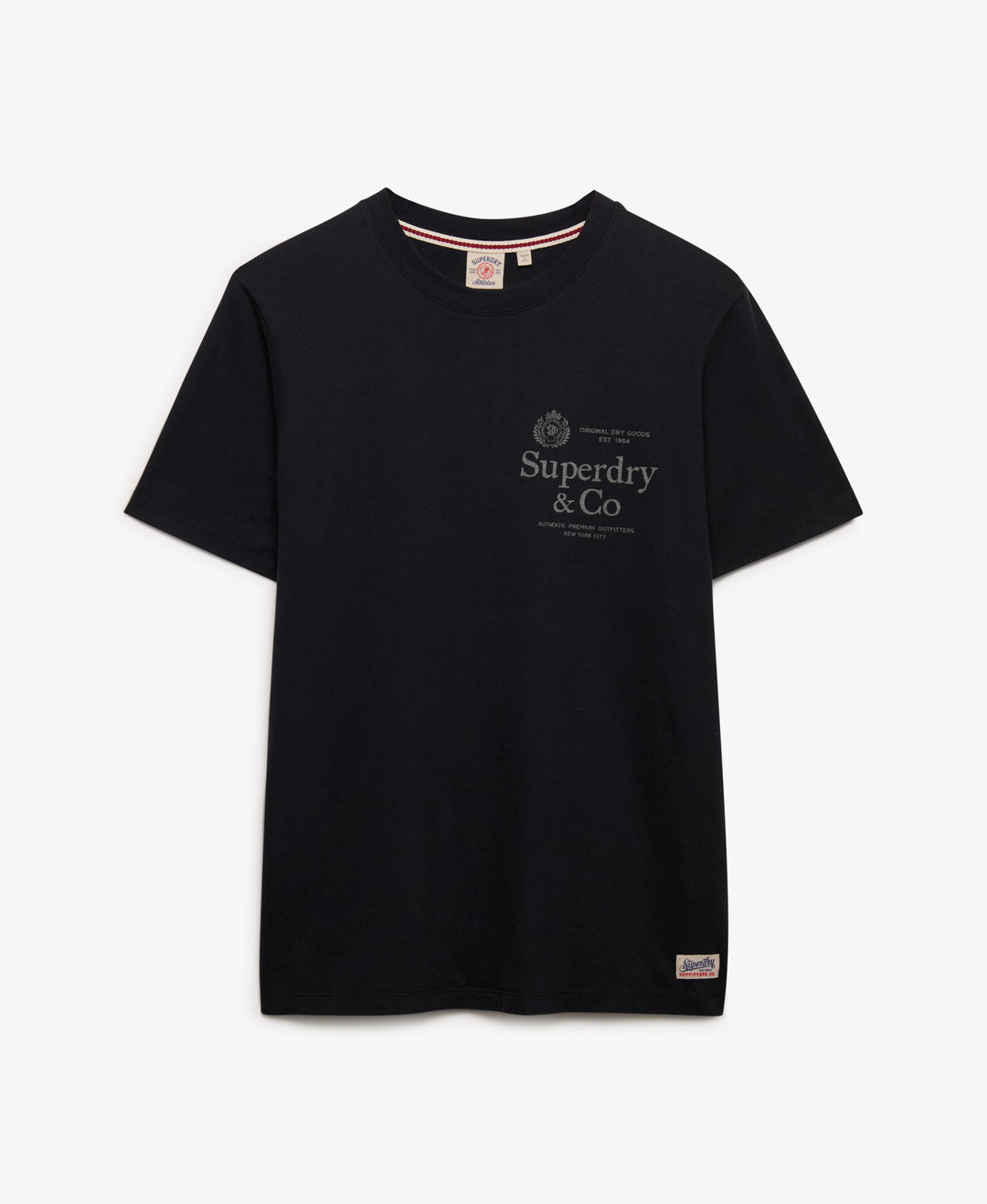 Relaxed crew-neck T-shirt, black with small logo print on chest