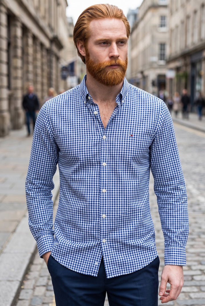 TOMMY HILFIGER BLUE HERTIAGE OXFORD GINGHAM SHIRT