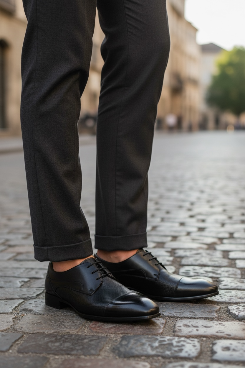 NINETY 78 BLACK LEATHER SHOE