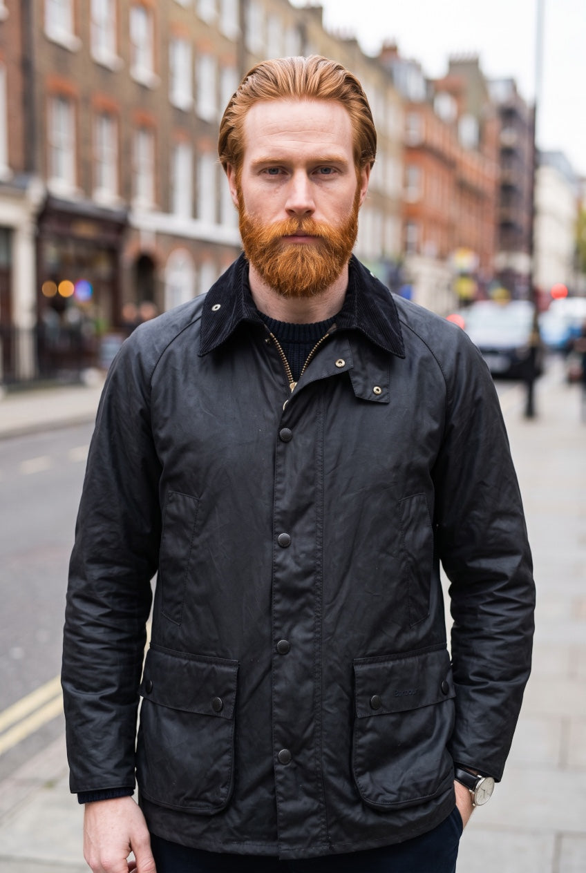 BARBOUR ASHBY NAVY WAX JACKET