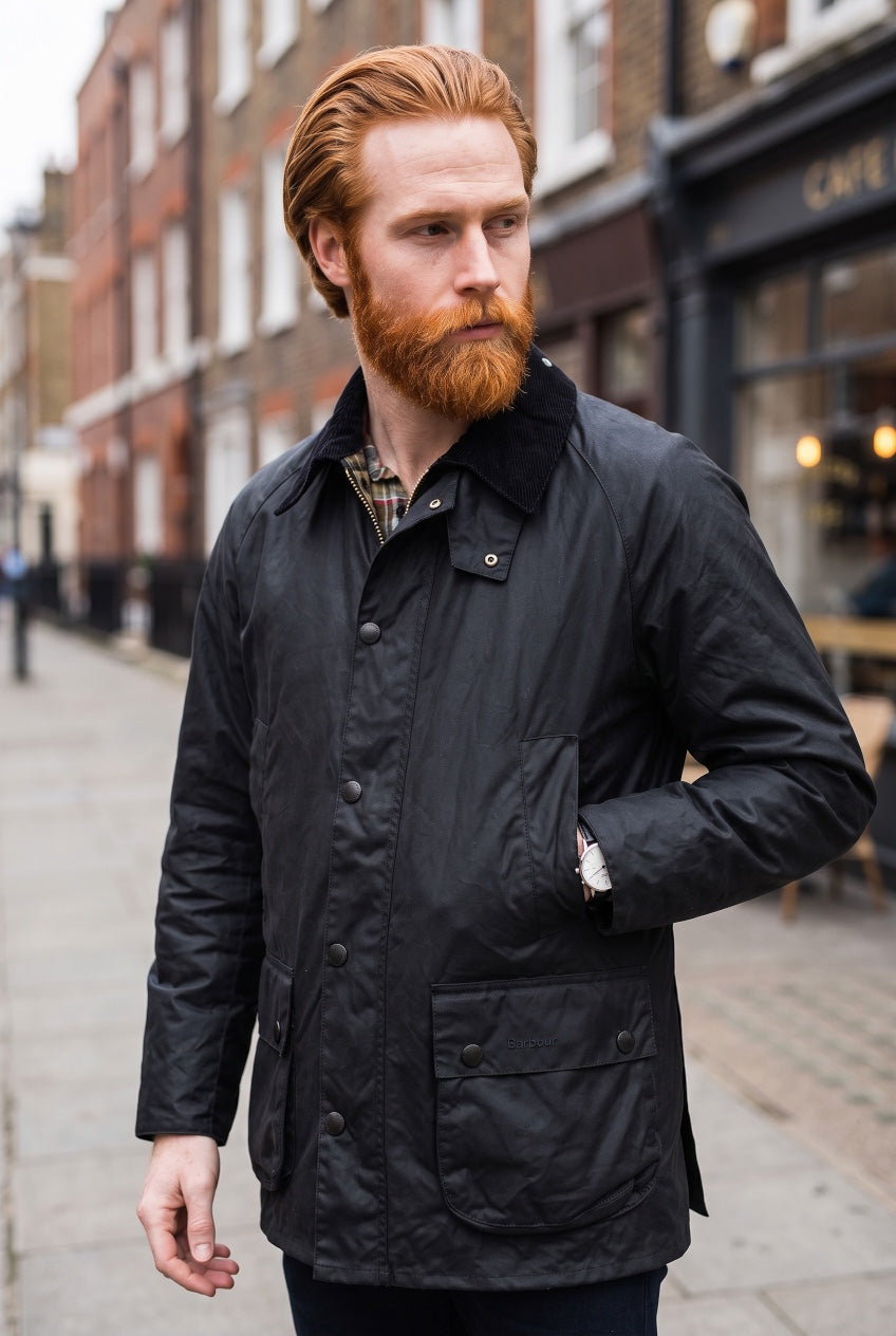 BARBOUR ASHBY NAVY WAX JACKET