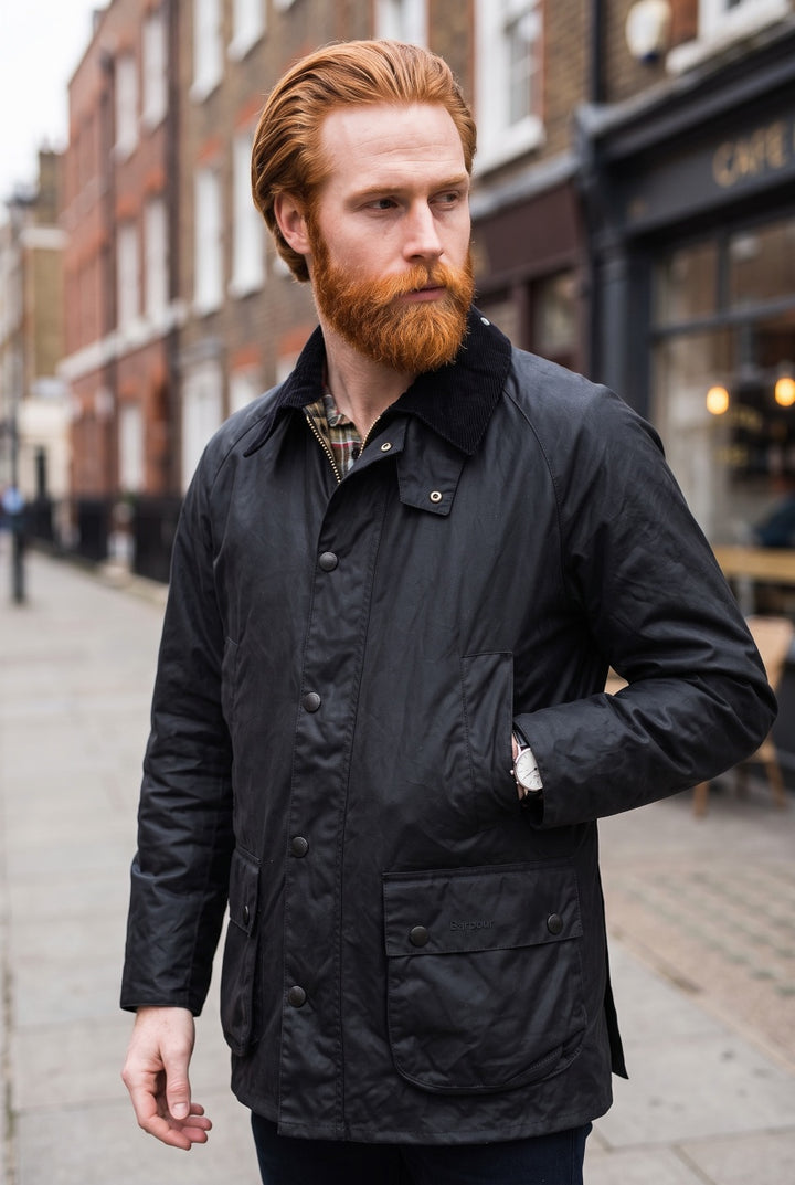 BARBOUR ASHBY NAVY WAX JACKET