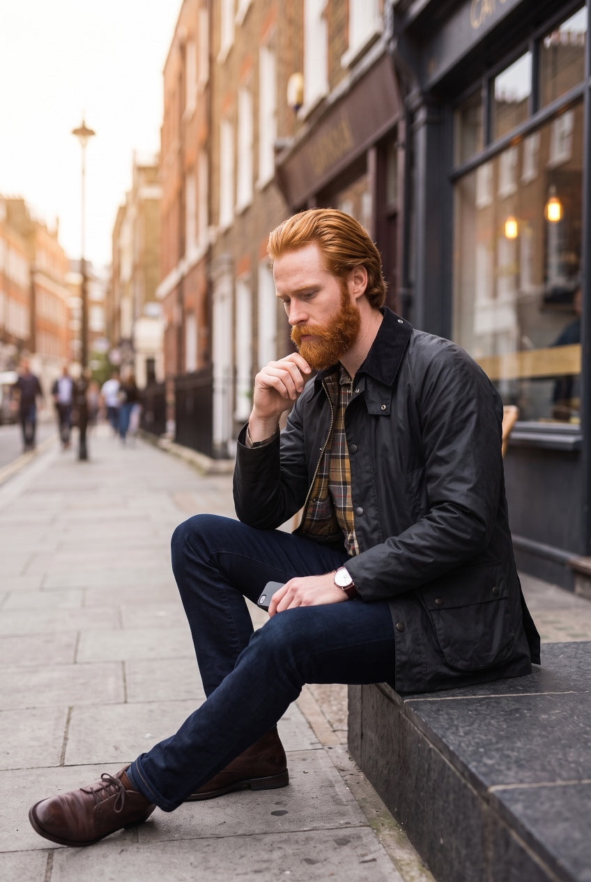 BARBOUR ASHBY NAVY WAX JACKET