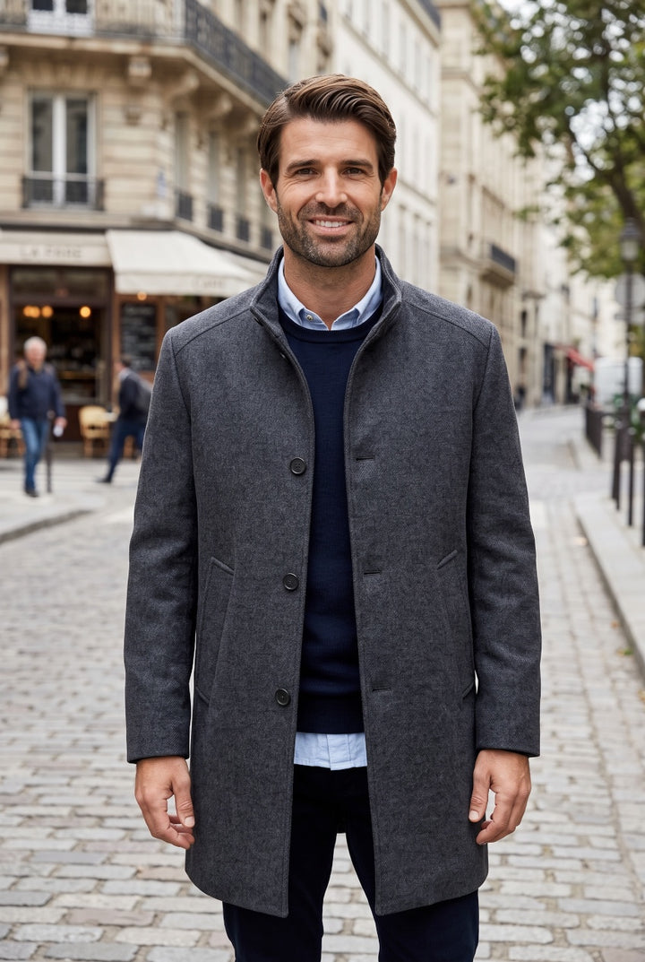 BUGATTI NAVY WOOL COAT