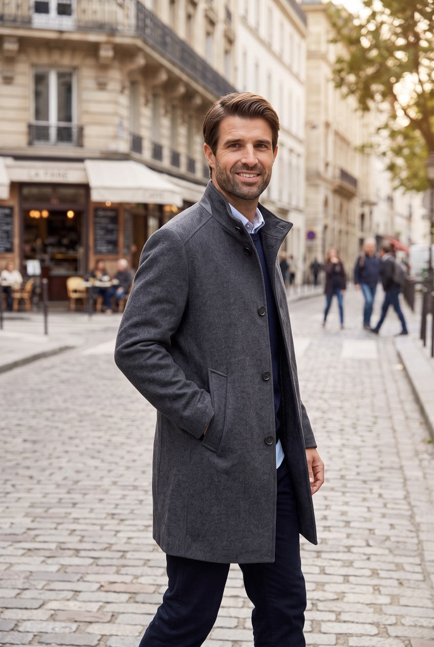 BUGATTI NAVY WOOL COAT
