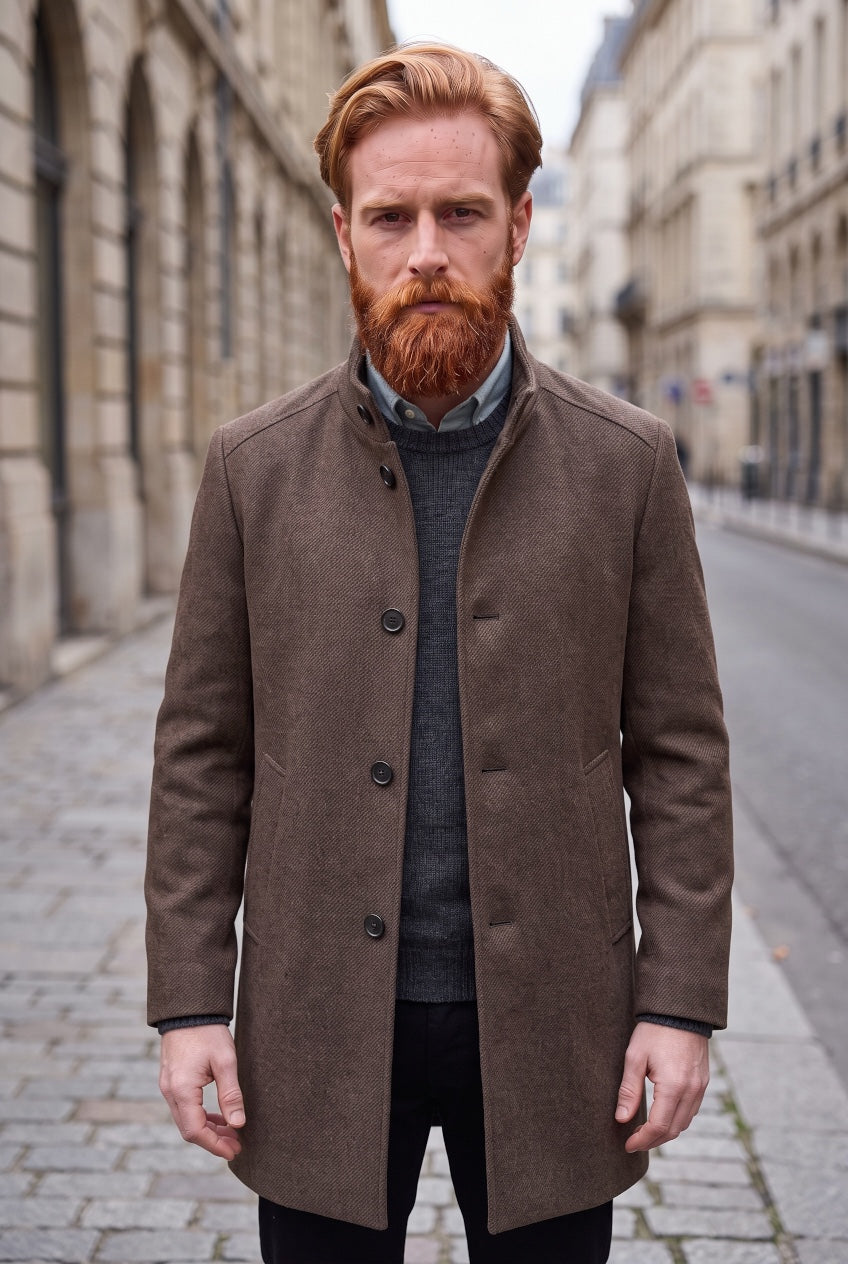 BUGATTI BROWN WOOL COAT