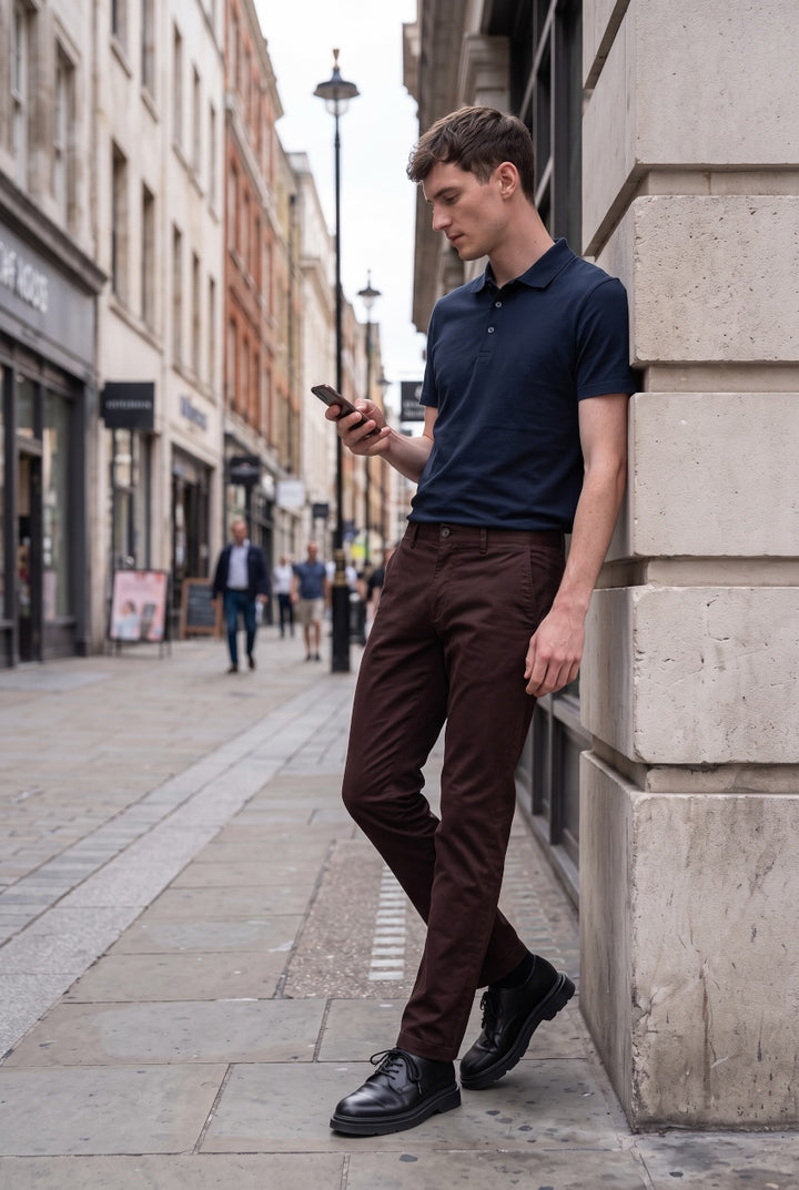 BUGATTI BURGUNDY  TAPPERED CHINOS