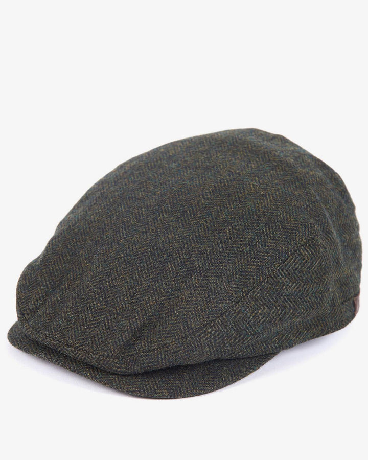 BARBOUR OLIVE BARLOW FLAT CAP