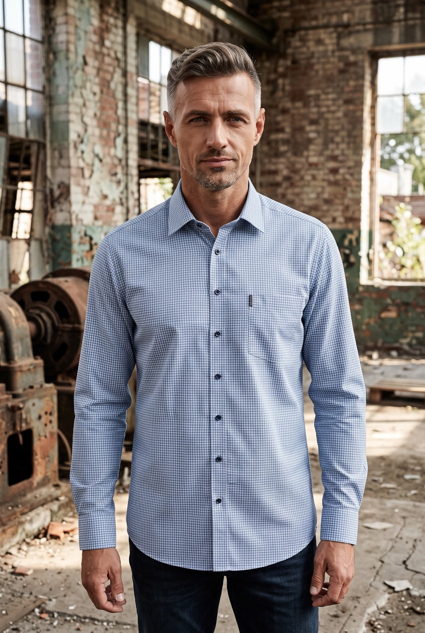 CASA MODA  BLUE CHECK BILLY SHIRT