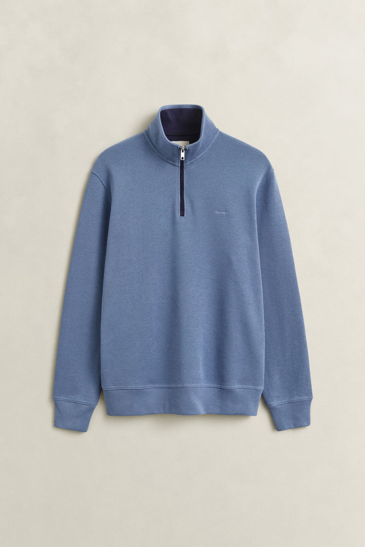 GANT BLUE SACKER RIB 1/2 ZIP SWEATER