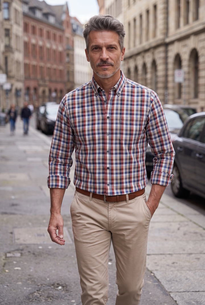 CASA MODA BROWN CHECK SHIRT