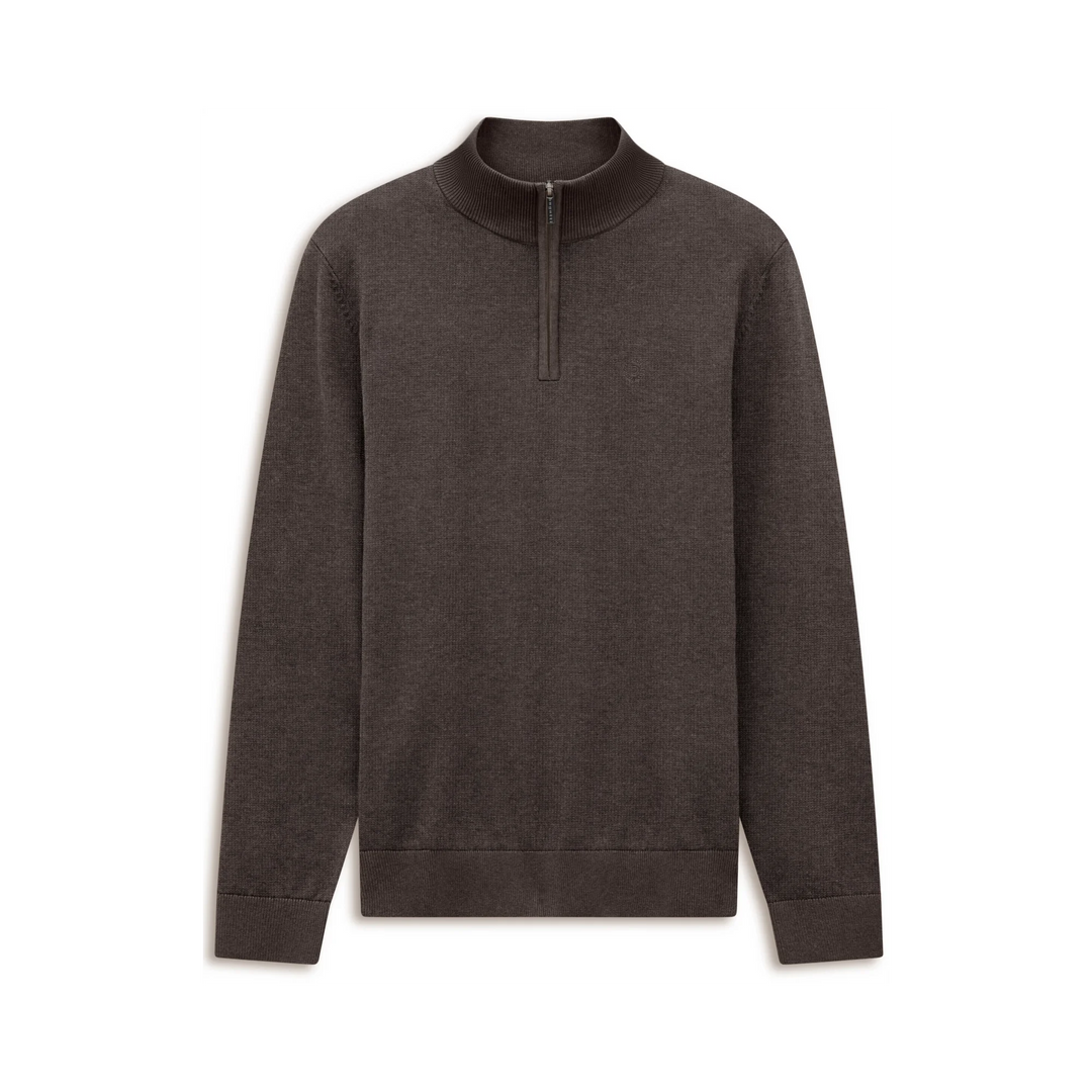 BUGATTI 1/2 ZIP BROWN SWEATER