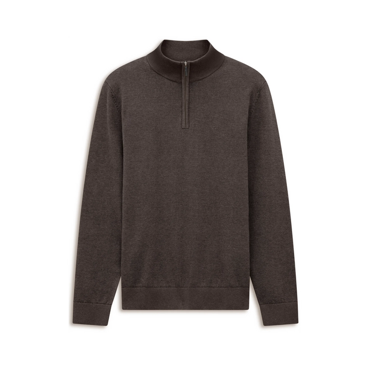 BUGATTI 1/2 ZIP BROWN SWEATER
