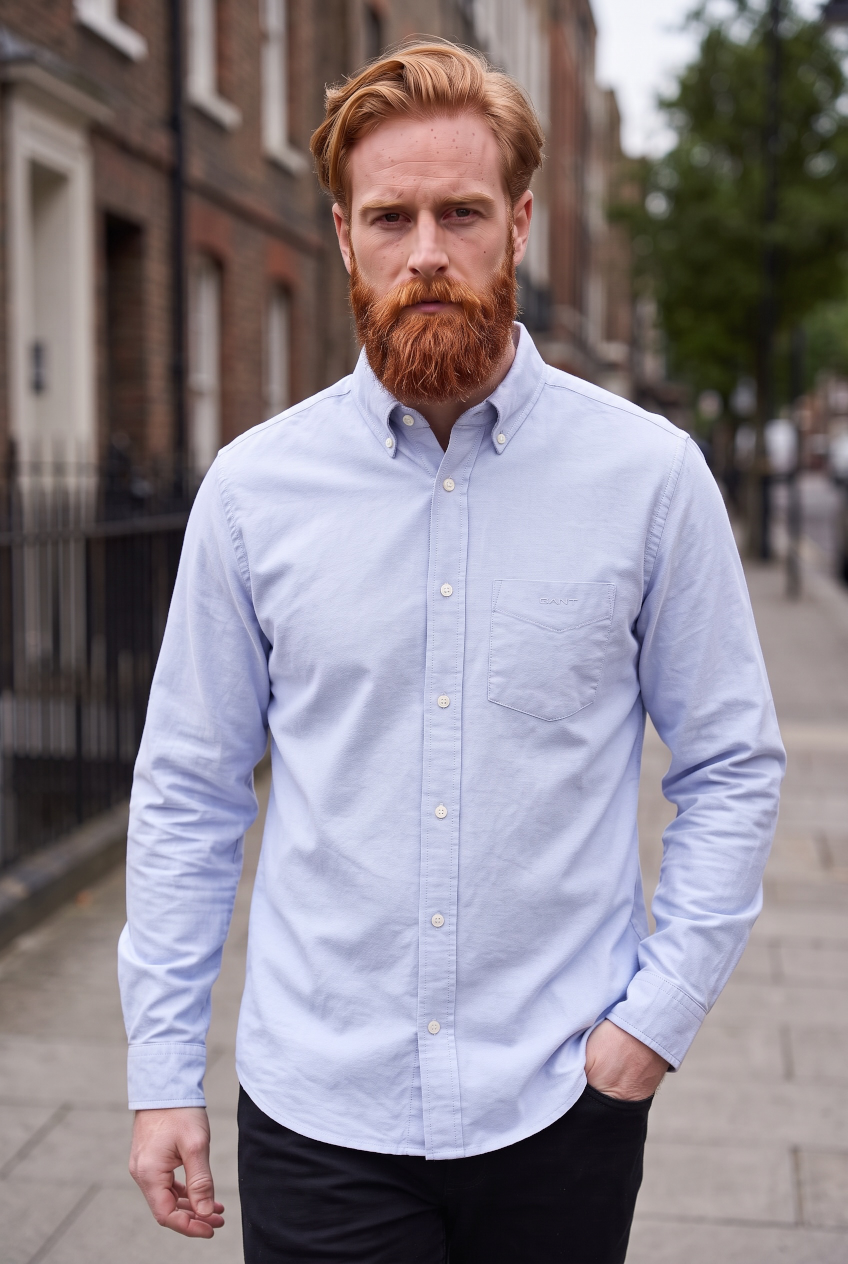 GANT LIGHT BLUE REG BRUSHED OXFORD SHIRT