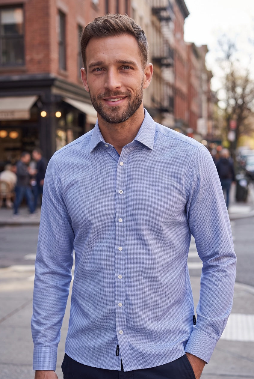 BUGATTI  BLUE PRINT SHIRT