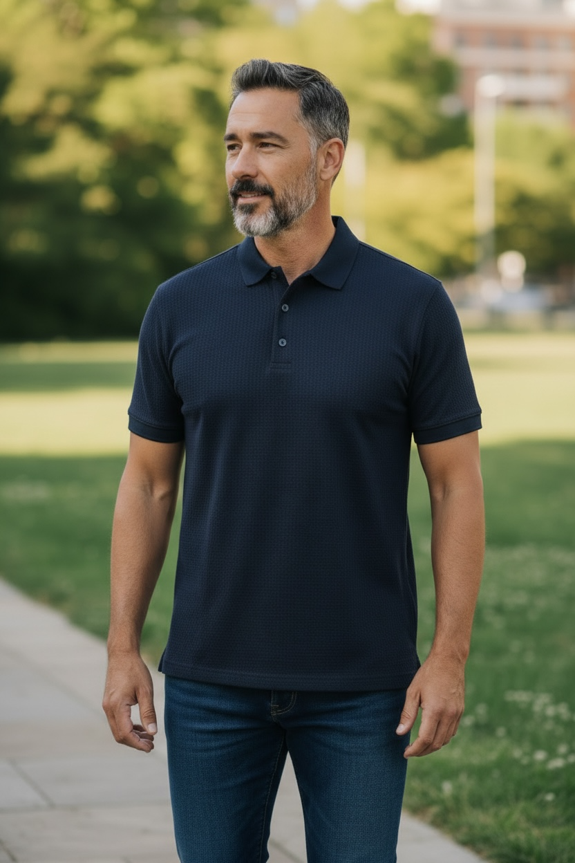 BUGATTI NAVY  PRINT POLO