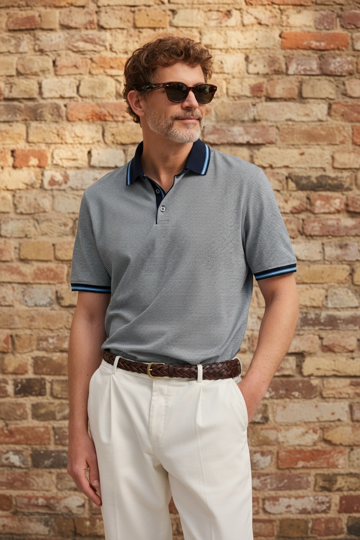 BUGATTI NAVY PRINT POLO