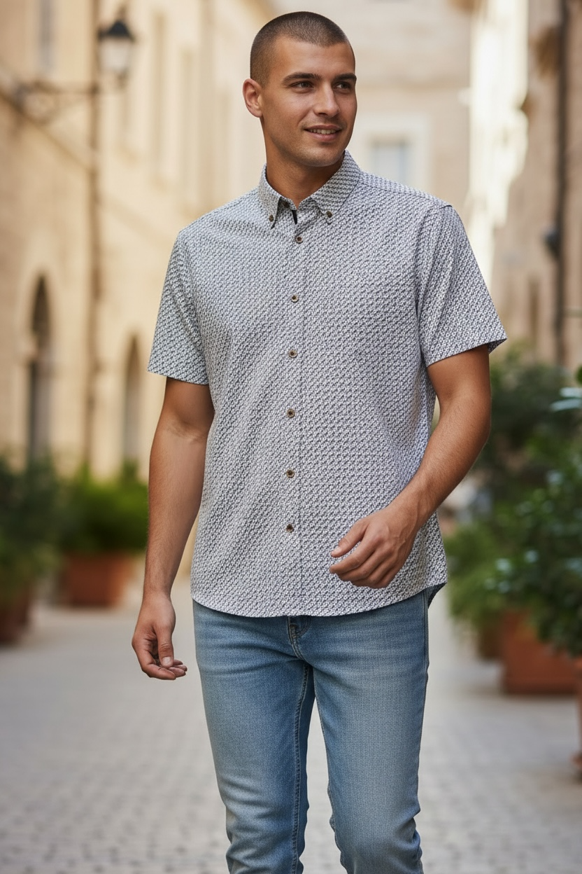 BUGATTI  MULTI PRINT SHORT SLEEVE  SHIRT