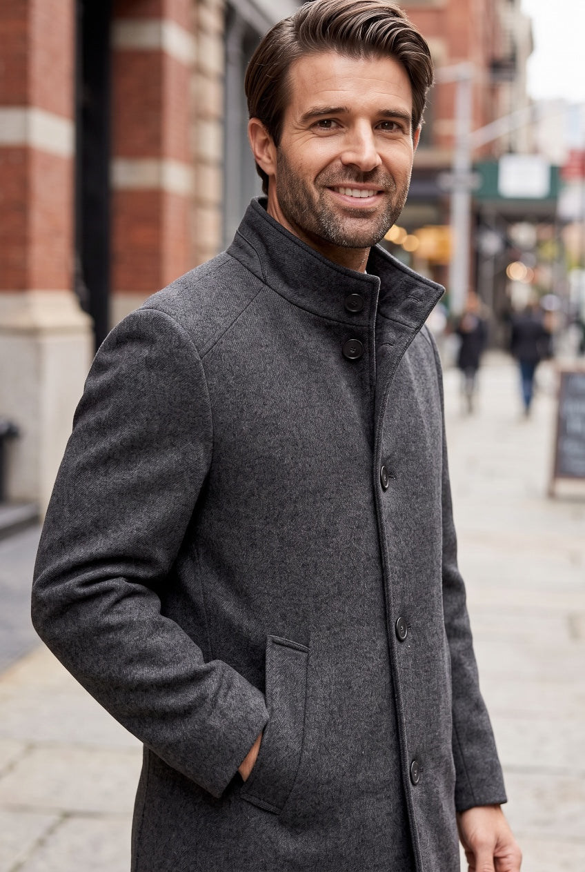 BUGATTI CHARCOAL WOOL COAT