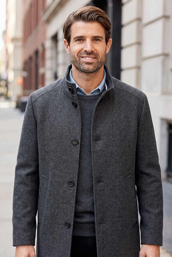 BUGATTI CHARCOAL WOOL COAT