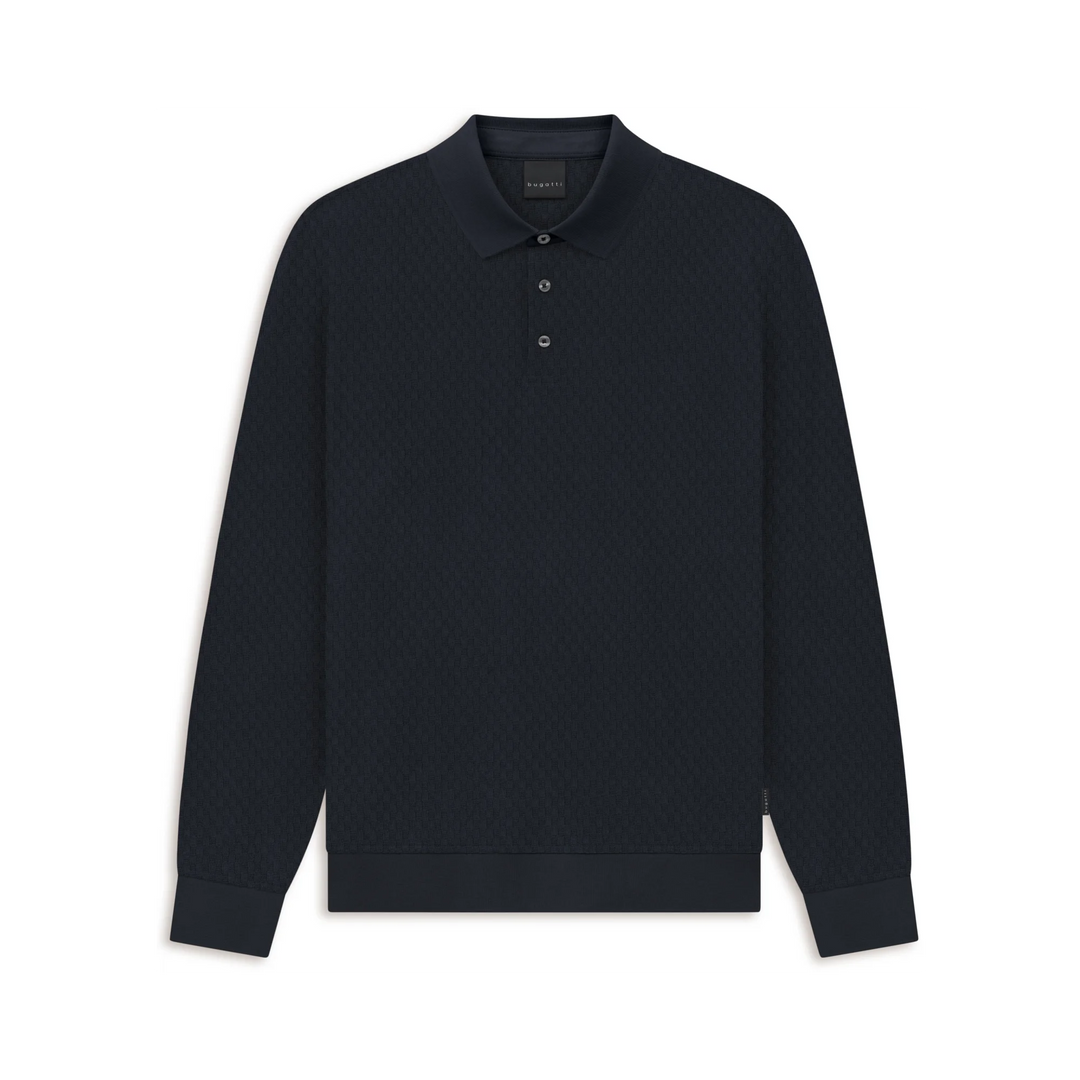 BUGATTI LONG SLEEVE NAVY POLO