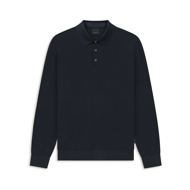BUGATTI LONG SLEEVE NAVY POLO