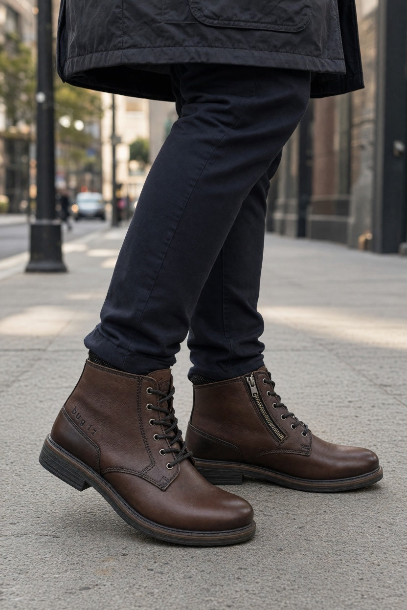 BUGATTI BROWN SIDE ZIP BOOTS