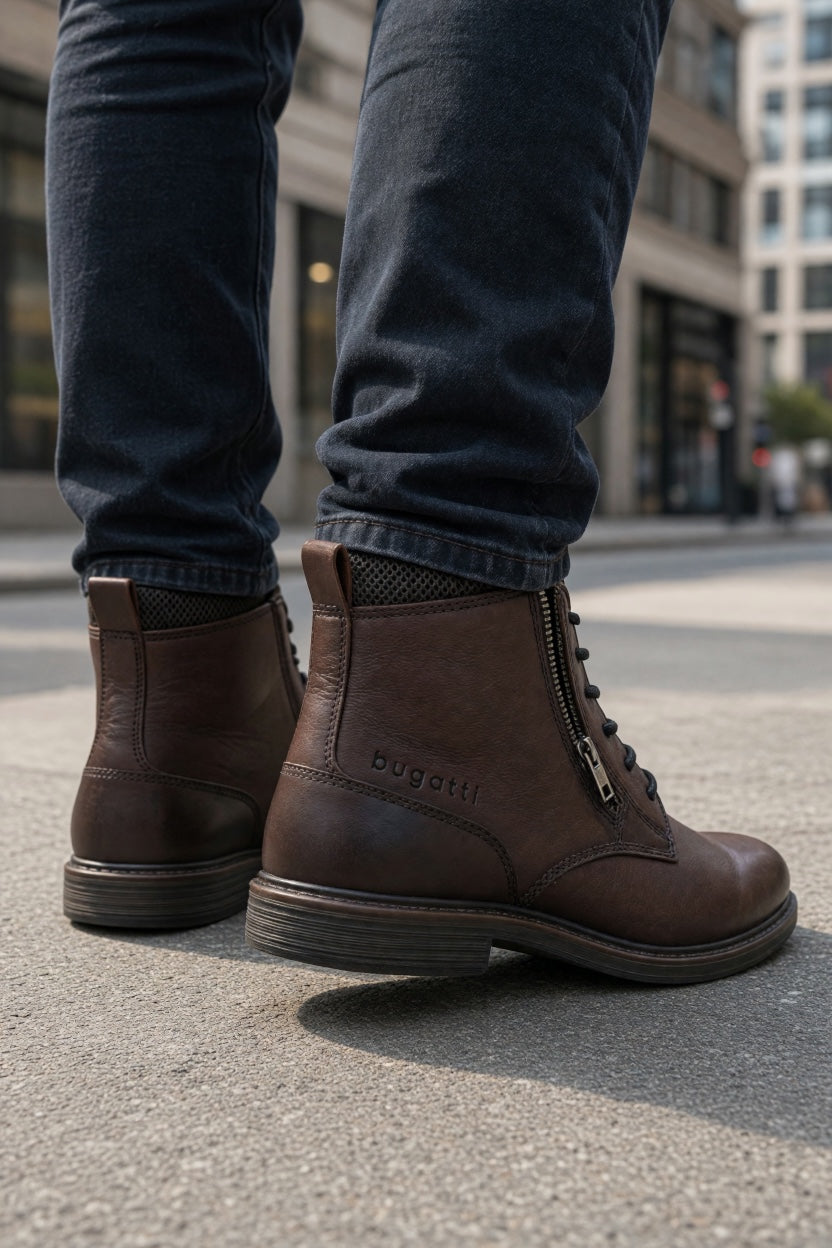 BUGATTI BROWN SIDE ZIP BOOTS