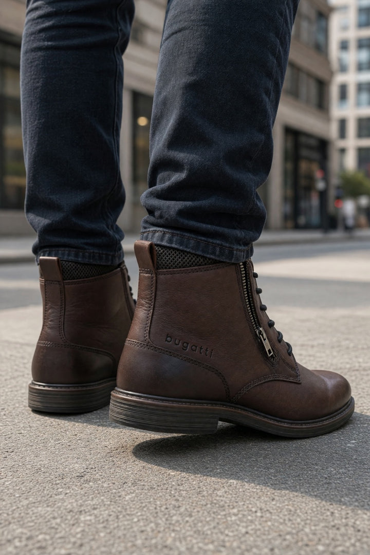 BUGATTI BROWN SIDE ZIP BOOTS
