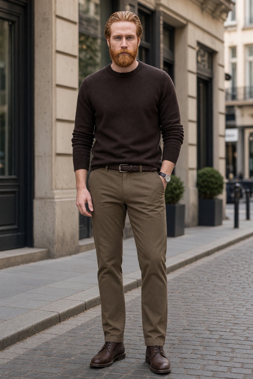 BUGATTI TAUPE FLEX TAPPERED CHINOS