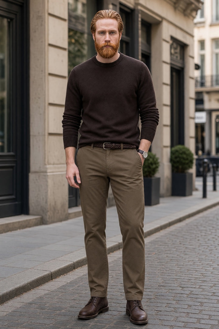 BUGATTI TAUPE FLEX TAPPERED CHINOS