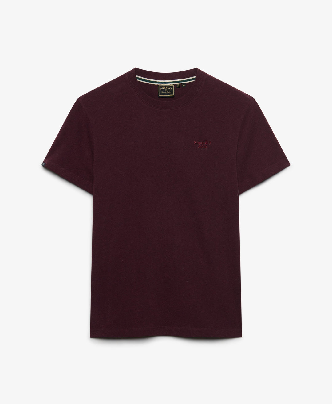 SUPERDRY BURGUNDY ESS SERIF LOGO EMB TEE