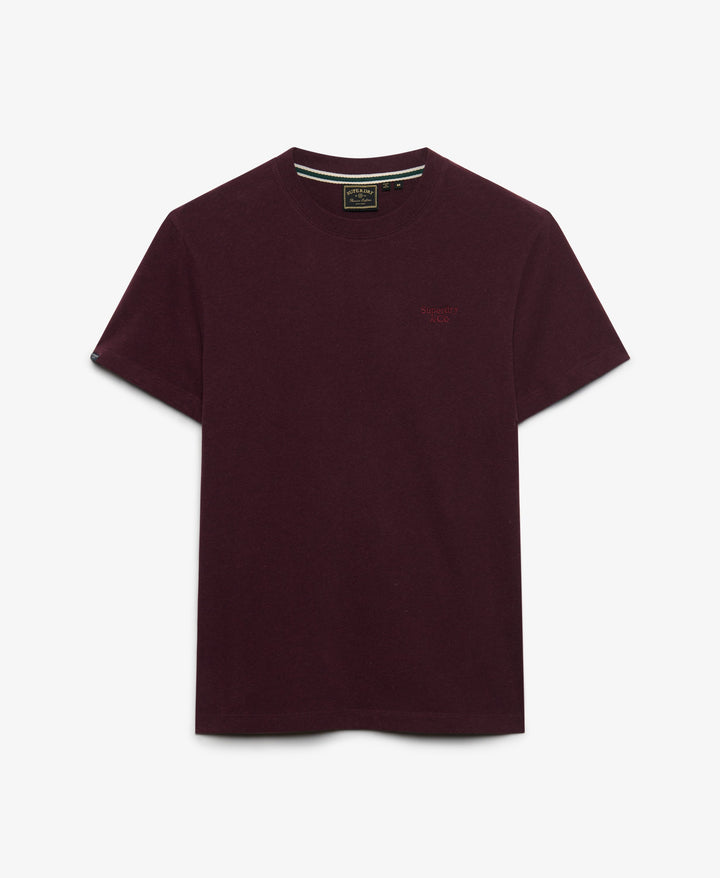 SUPERDRY BURGUNDY ESS SERIF LOGO EMB TEE
