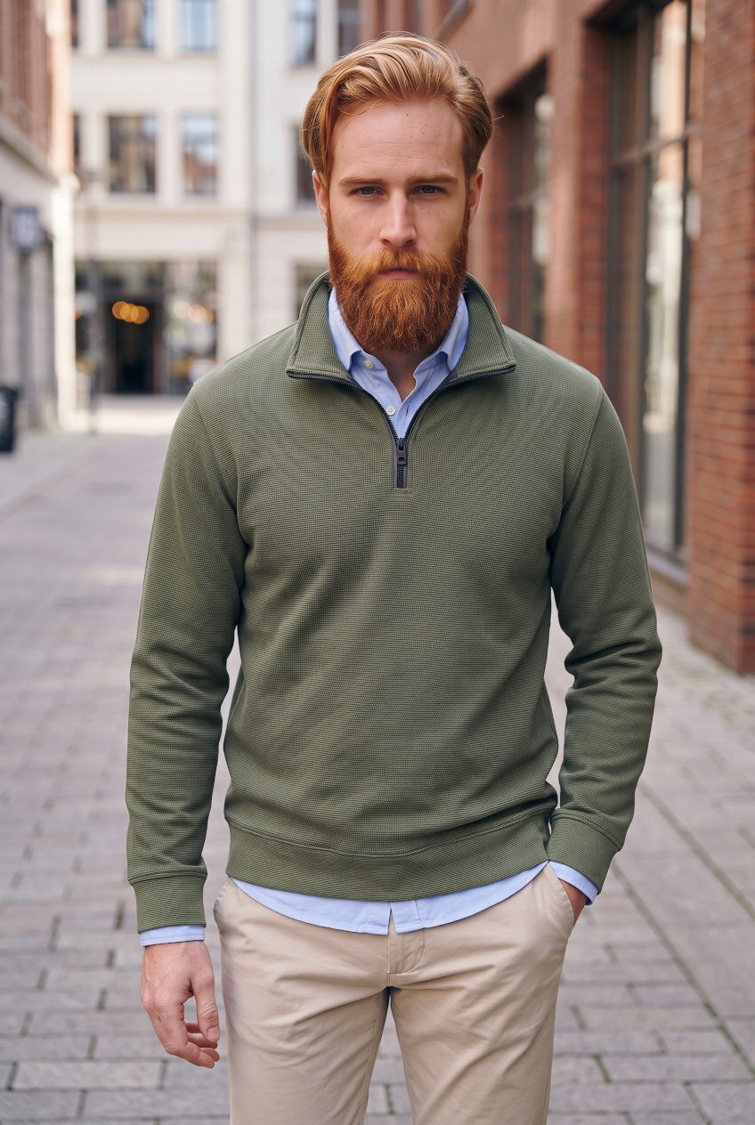 CASA MODA 1/2 ZIP GREEN SWEAT