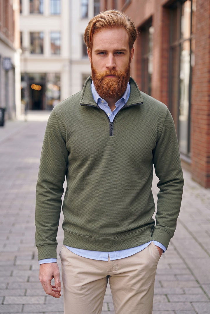 CASA MODA 1/2 ZIP GREEN SWEAT