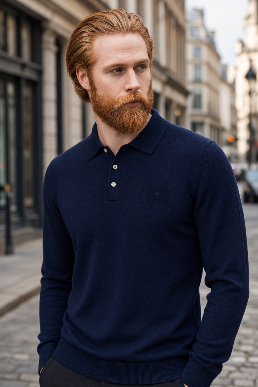 BENETTI CALVIN  NAVY POLO SWEATER