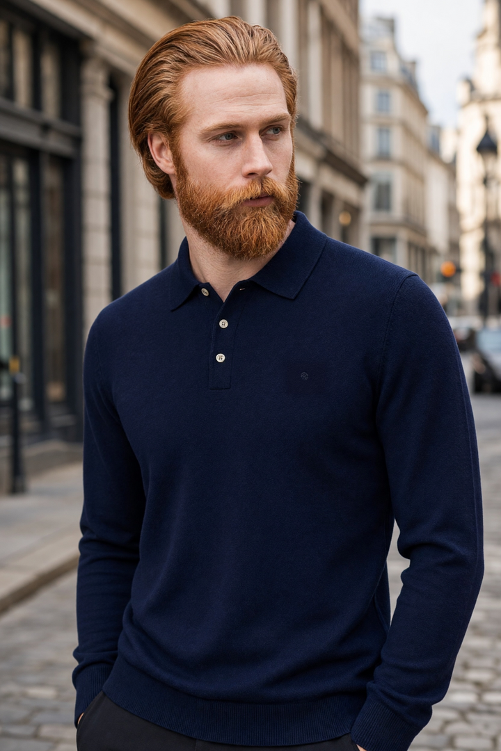 BENETTI CALVIN  NAVY POLO SWEATER