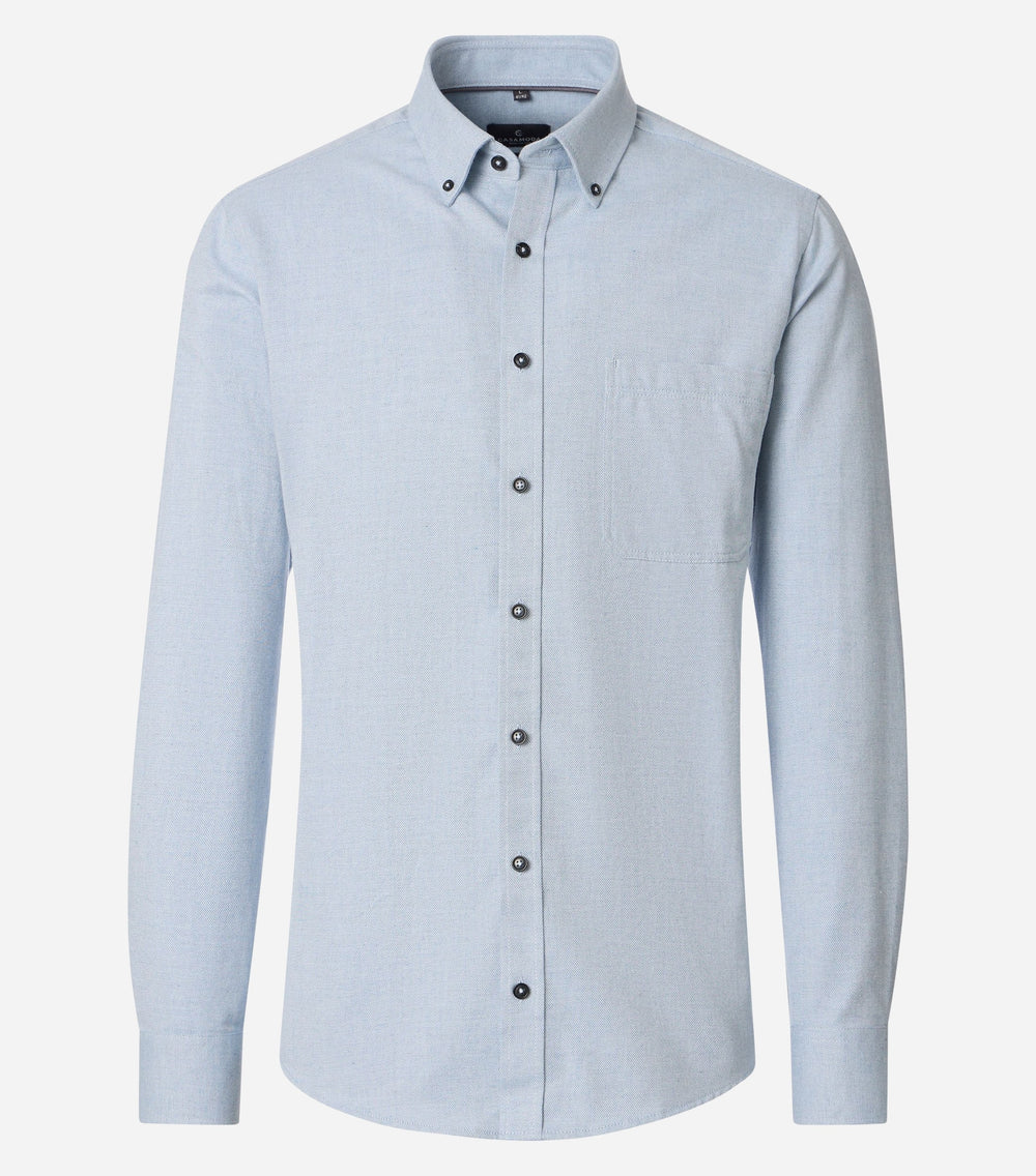 CASA MODA AQUA light blue long-sleeve shirt with button-down collar and chest pocket