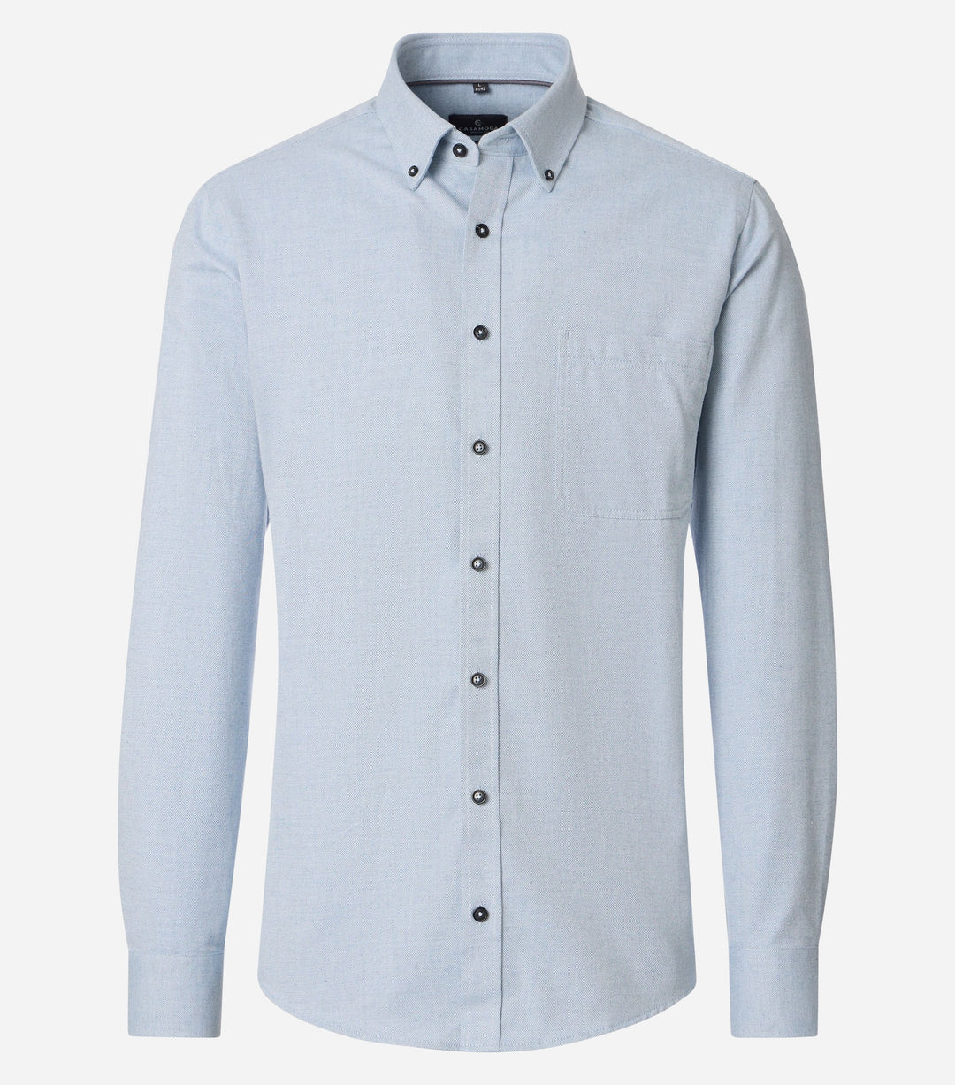 CASA MODA AQUA light blue long-sleeve shirt with button-down collar and chest pocket