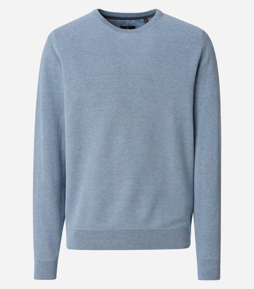 CASA MODA ice blue crew-neck sweater with long sleeves and ribbed cuffs and hem