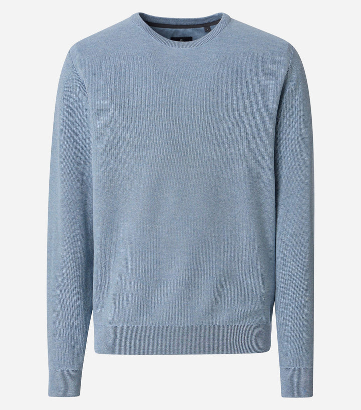 CASA MODA ice blue crew-neck sweater with long sleeves and ribbed cuffs and hem