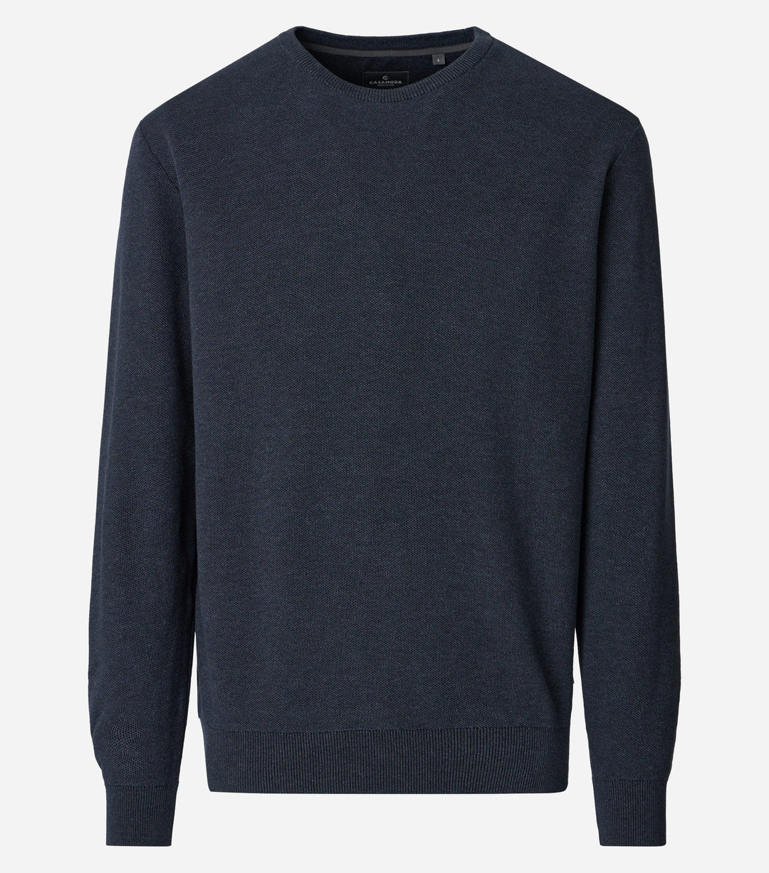 CASA MODA dark navy crew-neck sweater with long sleeves and ribbed cuffs and hem