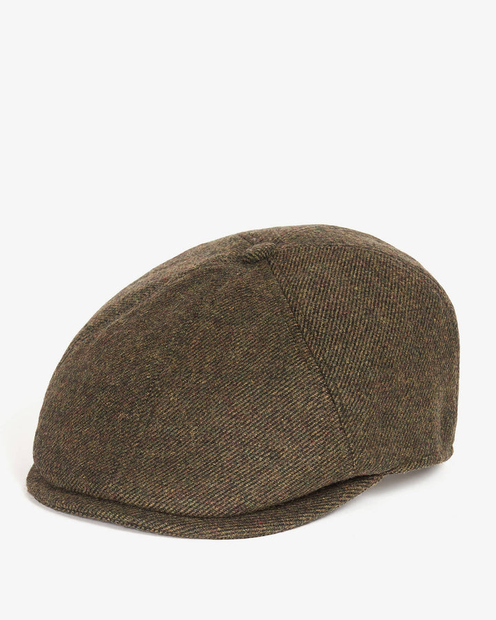 BARBOUR OLIVE TWILL CLAYMORE BAKER BOY CAP