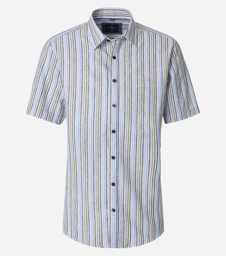 CASA MODA BLUE MULTI STRIPE  SS SHIRT